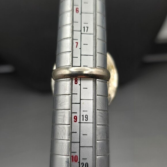 925 Sterling Silver Plt Dichroic Glass Ring Size 8 White Iridescent Bezel Set - Picture 8 of 13